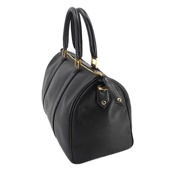 Authentic CHANEL Caviar Leather Large Bowler Bag Travel Bag Duffle Black CC Tote - Picture 4 of 13